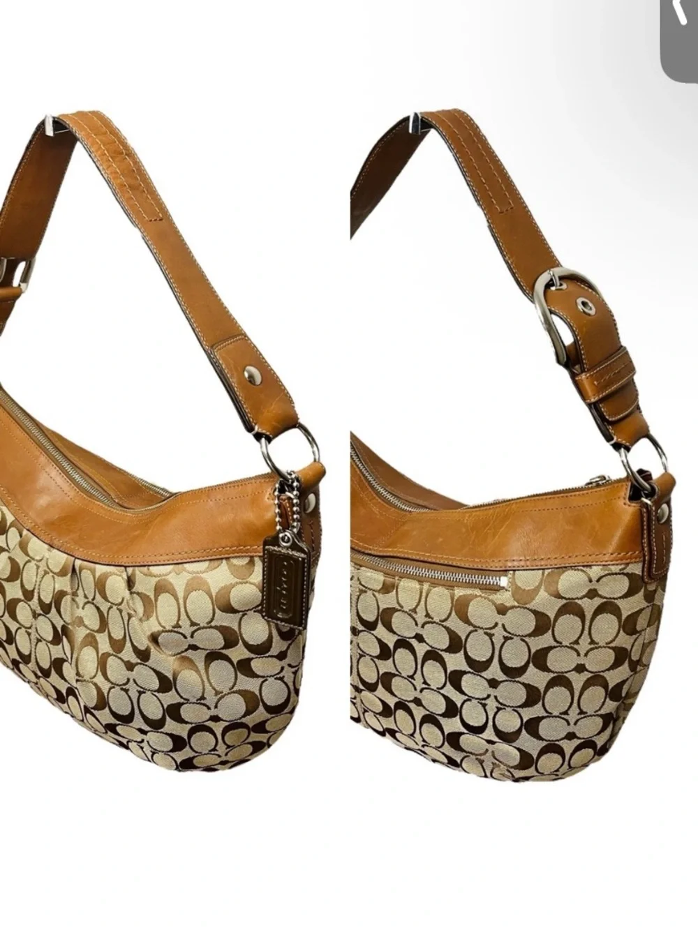 Coach SoHo Brown Leather and Signature Jacquard Shoulder Bag - Picture 3 of 14
